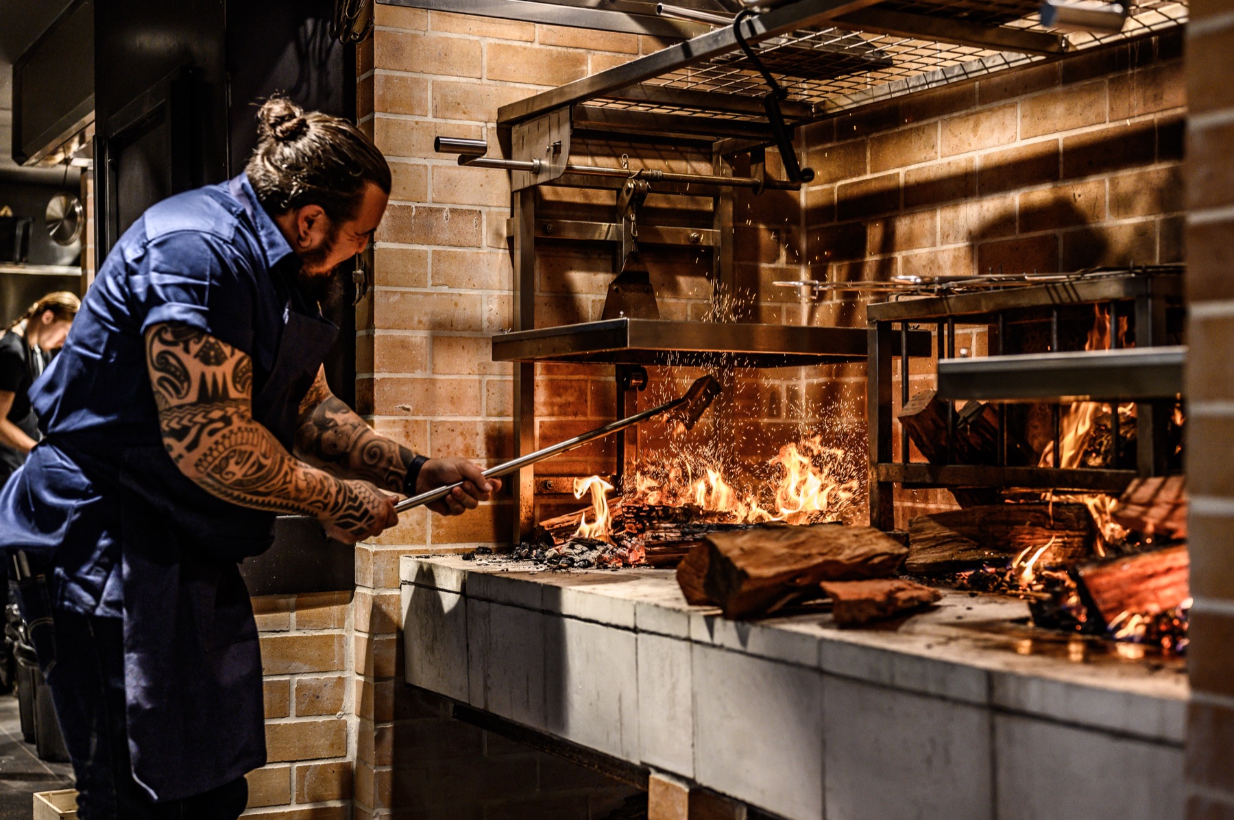 Nicola Coccia cooking over his open fireplace
